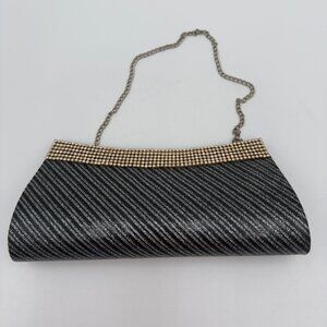 Unbranded Clutch Evening Purse Formal Cocktail Event Rhinestones Black/Silver